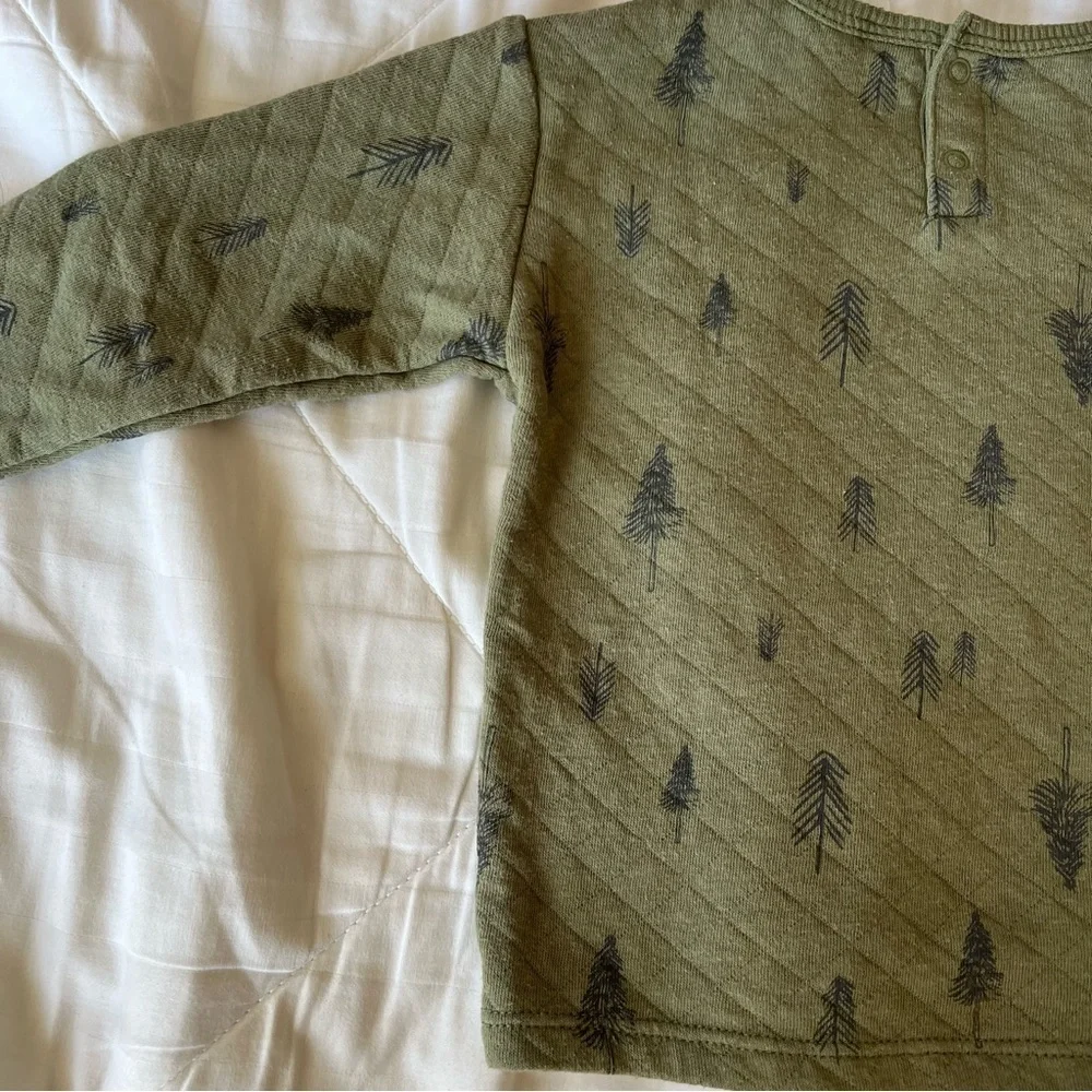 Grayson Collective Quilted Green Forest Print Pullover & Leggings Set Size 12 Mo
